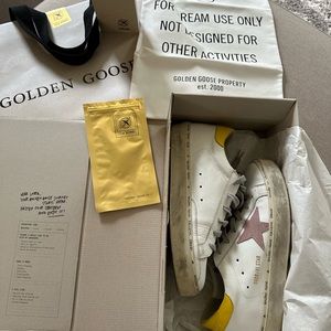 Golden Goose Sneakers Hi Star Size 39 white leather pink suede star Q36WS945 Q8